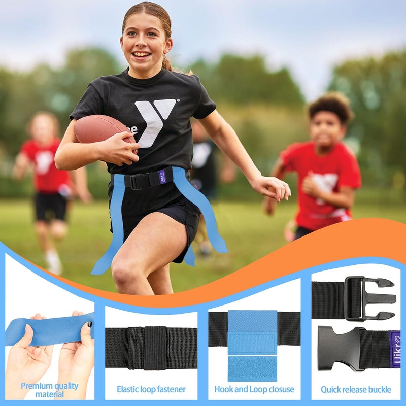 Uikro Flag Football Belts, 14 Player Flag Football Set with 42 Flags for Adults Youth Kids, Sports Training Competition - Image 4